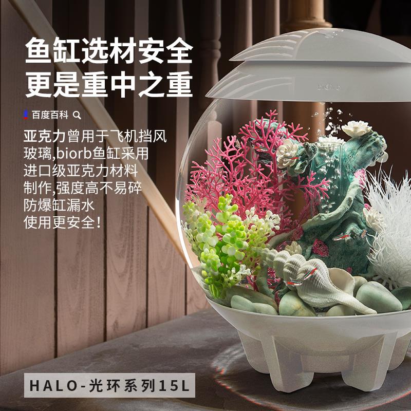 15L圆形鱼缸欧式桌面底滤生态鱼缸创意家用办公室 客厅鱼缸水族箱