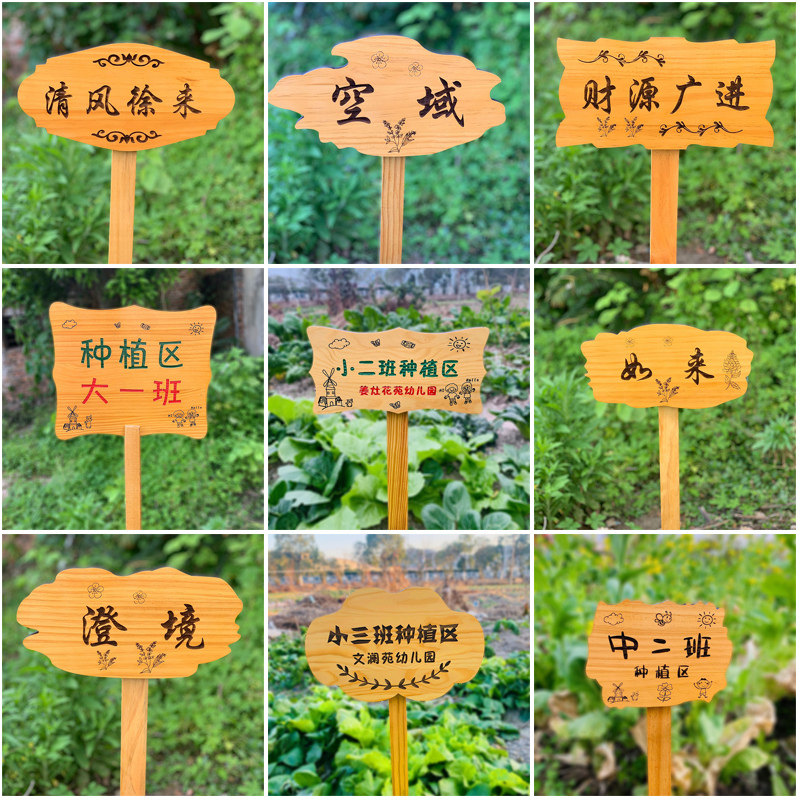户外菜地花草幼儿园菜园种植花园插地木质提示标识牌刻字木牌定制图片