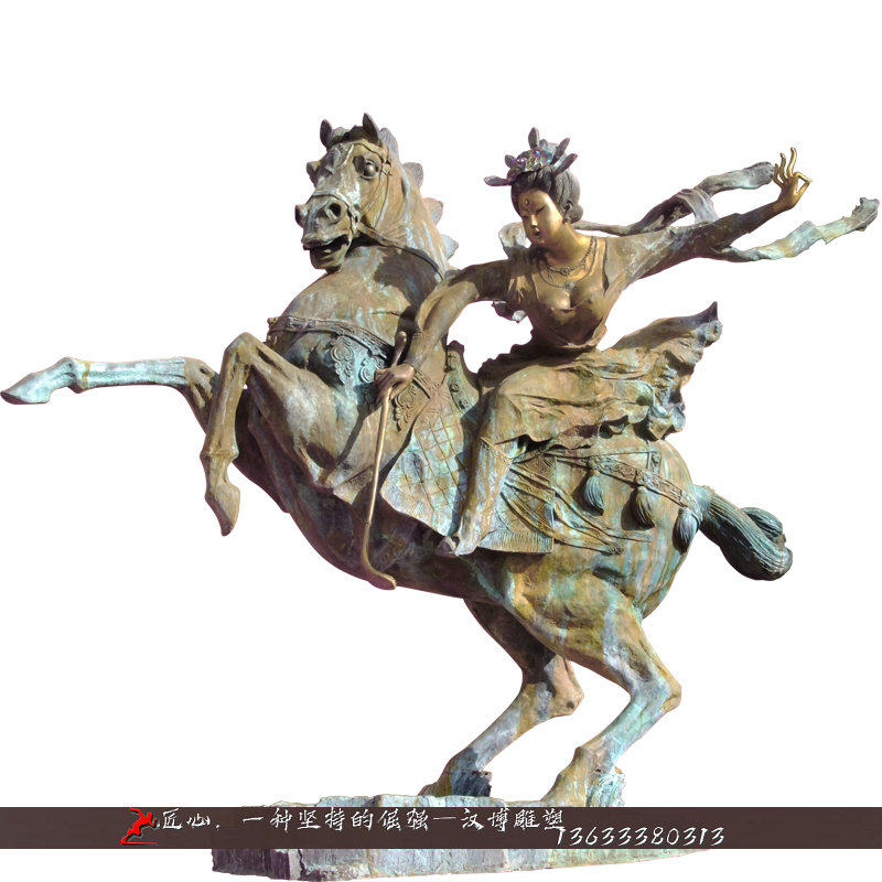 玻璃纤维仿铜人物定制户外大型雕像制作城市景观雕塑骑马人马球铜