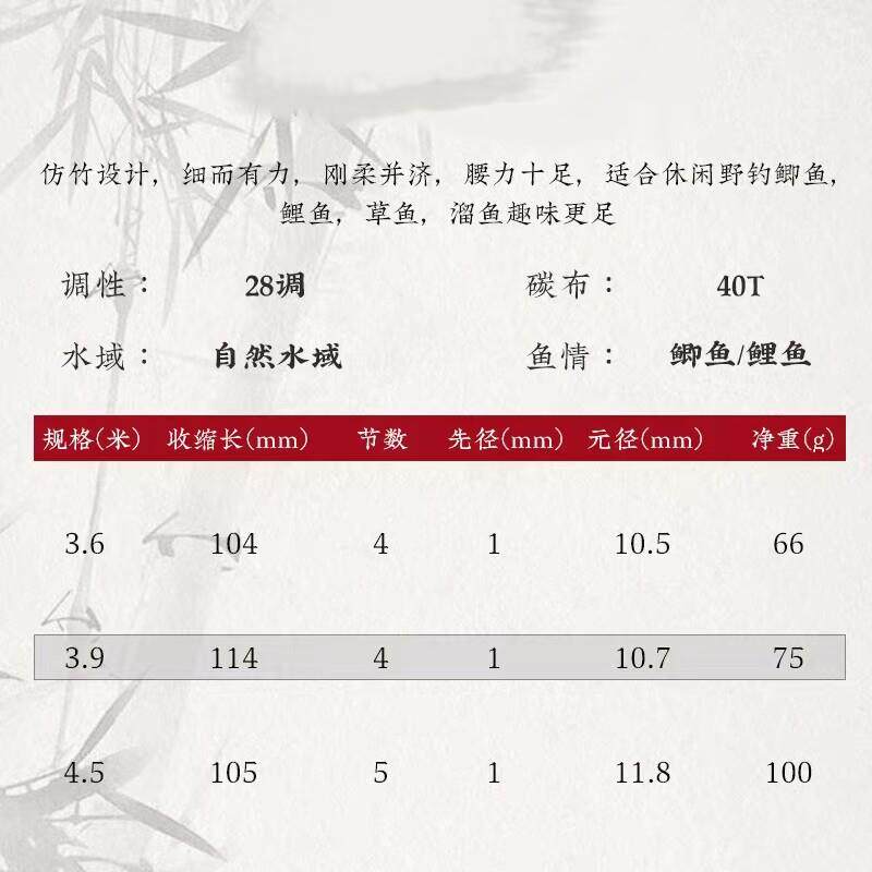 海并继鱼竿《禅威月新》先调款珍珠白涂装28调鲫鲤鱼竿XHH.6/.9米