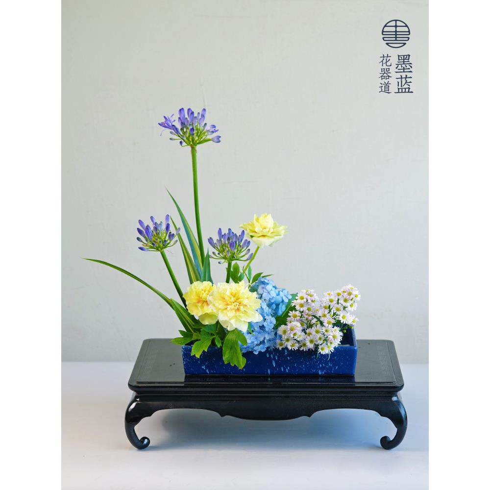 长形陶瓷花盘花器小原流花道列景自由写花排中方式日式插花MJL器
