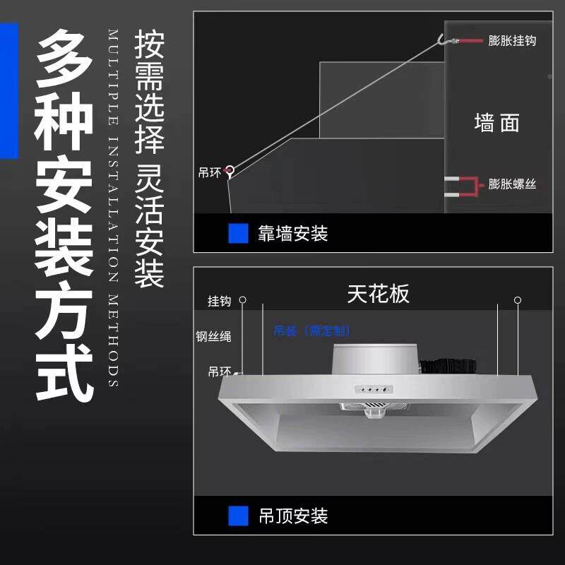 抽饭油烟机商用用餐NGL饮土店家店农村灶大吸力不锈钢直排烟机