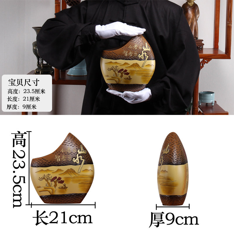 中式陶瓷古风办公室摆件茶叶架展示古董博古架层书柜装饰小工艺品