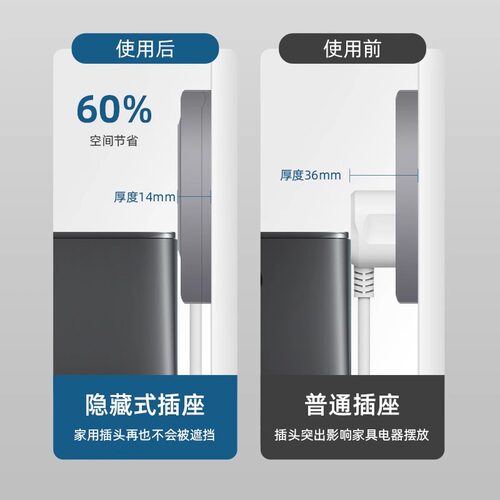 俊朗86型隐形插座嵌入式面板冰箱专用隐藏内凹内陷式防水墙壁五孔