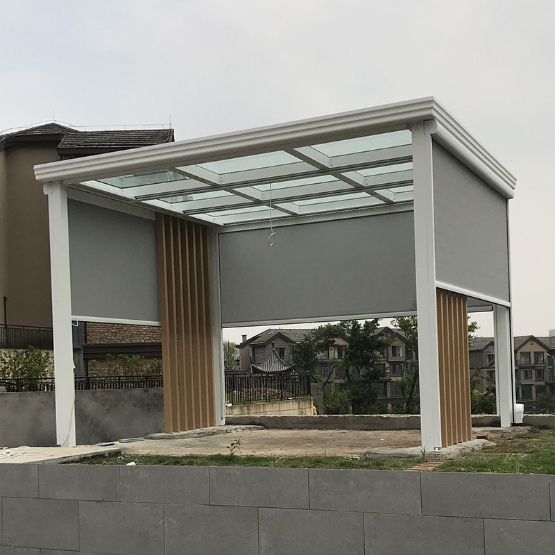 庭院凉亭防风防雨卷帘电动隔断升降窗帘遮阳隔热户外封阳台防蚊帘