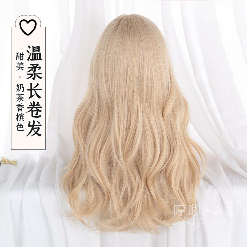哼唧家金色假发女长发大波浪长卷发lolita女团主播整顶jk全头套式