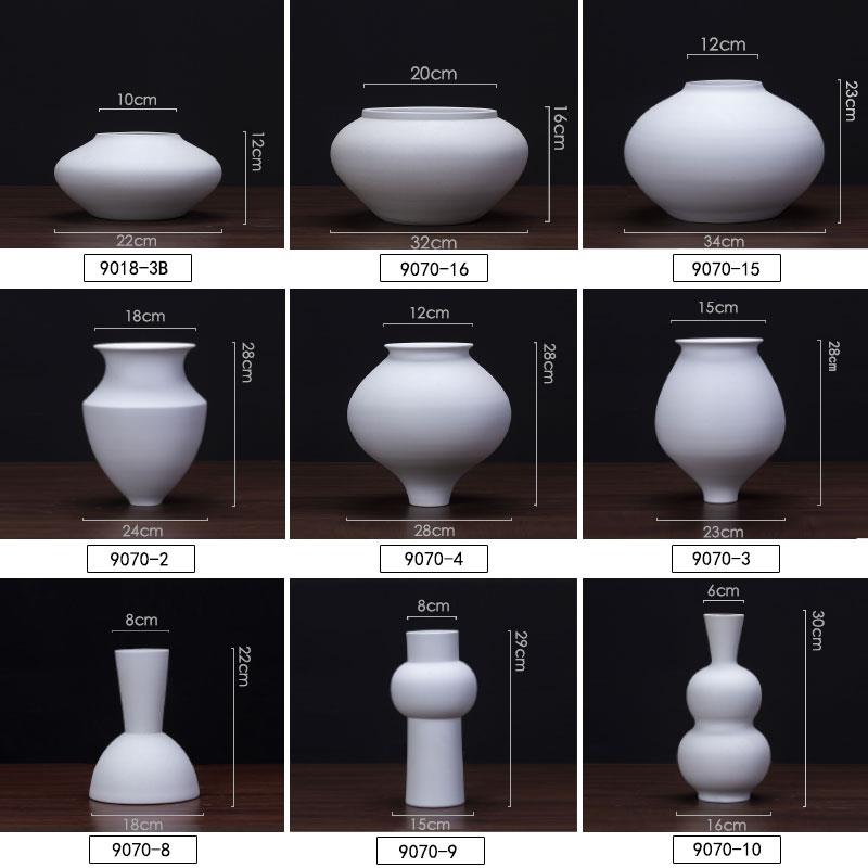 中式素烧粗陶白色陶瓷花瓶摆件客厅插花花器酒店软装饰品陶罐陶盆