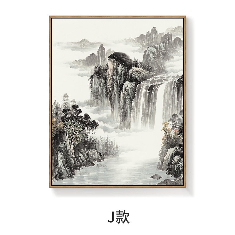 电表箱装饰画竖款山水客厅配电箱玄关总闸弱电盒子新中式开关定做
