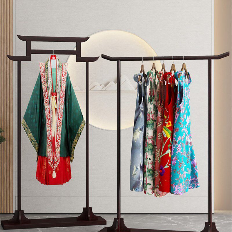 新中式实木落地挂衣架家用衣帽架婚纱秀禾汉服服装店展示架子简易