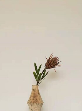 冇花  冯哲元 中腰菱器手作陶瓷侘寂花瓶日式粗陶花器客厅新中式