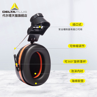 代尔塔103014安全帽隔音帽耳罩超强工业级降噪消音防噪音防护耳机