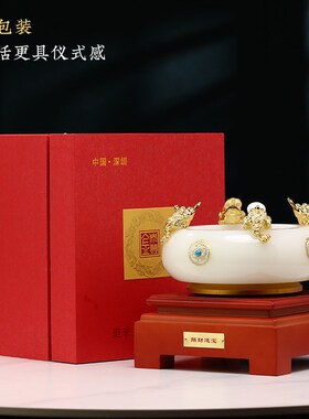 招财进宝聚宝盆摆件办公室前台客厅玄关装饰品公司开业乔迁礼物