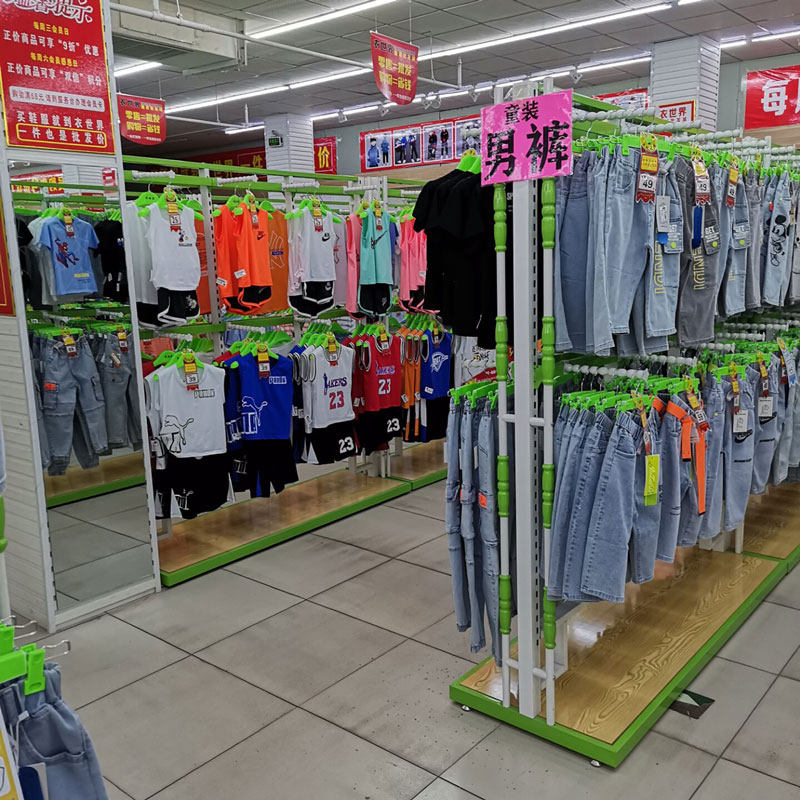 服装展示架超市双层衣架正挂展示架子货架男女装童装落地式挂衣架