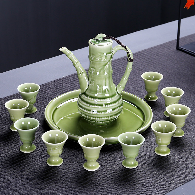 陶瓷酒具套装白酒分酒器仿古中式古典清酒蛊酒具小烈酒杯套装家用