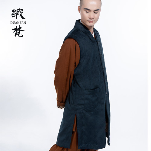 缎梵秋冬季僧服加绒保暖男女款僧衣居士服长褂伽蓝褂马甲