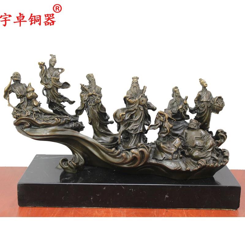 宇卓铜器 纯铜龙船 八仙过海龙船 黄铜龙船 八仙人物 工艺品摆饰