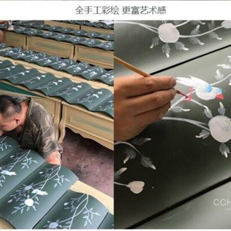 美式乡村门厅柜韩式实木玄关柜半圆储物柜彩绘田园走廊过道玄关桌
