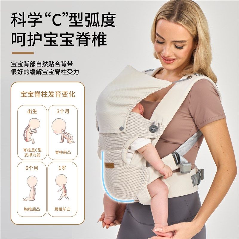 cy婴儿背带可横抱多功能透气宝宝新生儿轻便出行前抱后背抱娃神器
