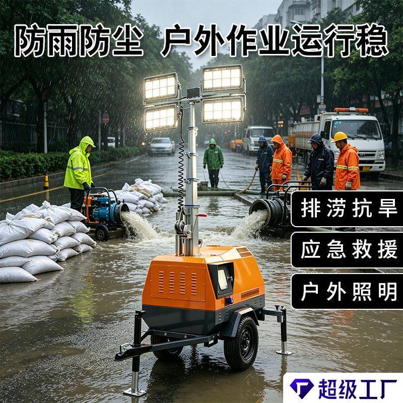 柴油移动照明车移动灯塔升降灯夜间施工7米9米电动液压气动升降