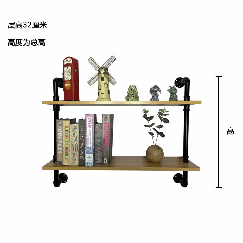 挂墙美式工业风格loft多层复古铁艺水管墙面置物架隔板书架壁挂