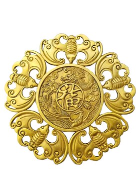 铜器铜五福临门蝙蝠龙凤结婚礼物五福蝙蝠工艺品家居装饰品摆件
