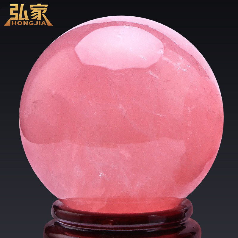 粉色水晶球天然红水晶球玻璃球透明圆球客厅玄关装饰品桌面小摆件