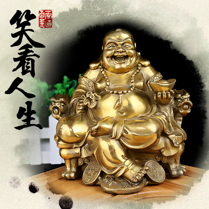 纯铜弥勒佛像摆件工艺品大肚笑佛招财装饰品客厅店铺供奉家居饰品