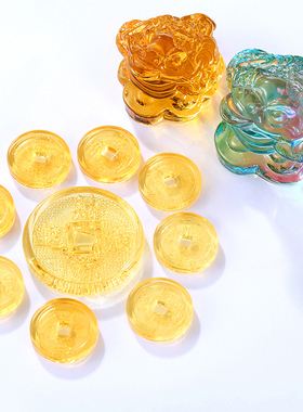 水晶金蟾蟾蜍摆件招财家居客厅聚宝盆装饰开业乔迁送礼中式小摆件