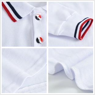 儿童白色t恤长袖男童女童翻领polo衫带领小学生校服班服定制大童
