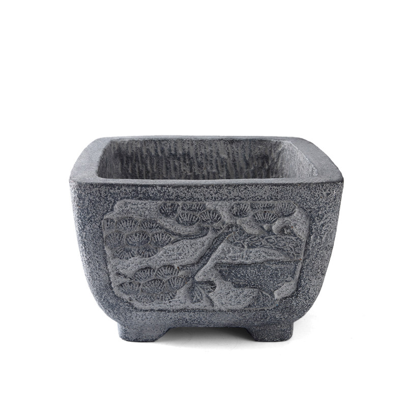 仿古中国风大口径发财树文竹专用花盆菖蒲铜钱草石槽造景山水盆