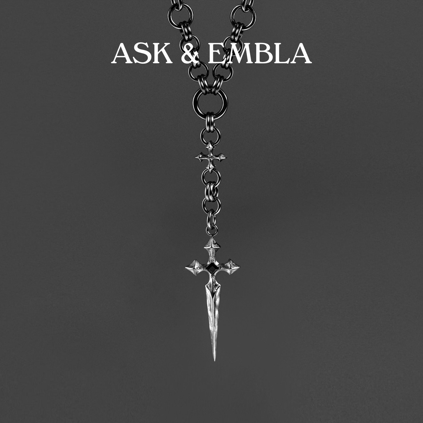AskEmbla 十字架链条项链哥特中性叠戴小众炫酷嘻哈风吊坠饰品