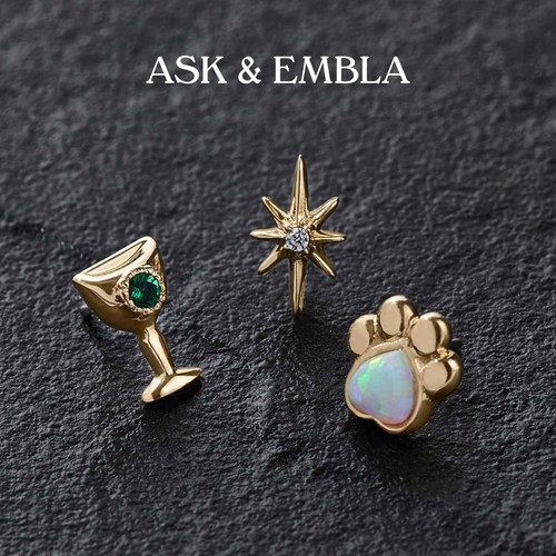 AskandEmbla Toebeans犬爪 无螺纹穿孔替换头（14K 金）礼物