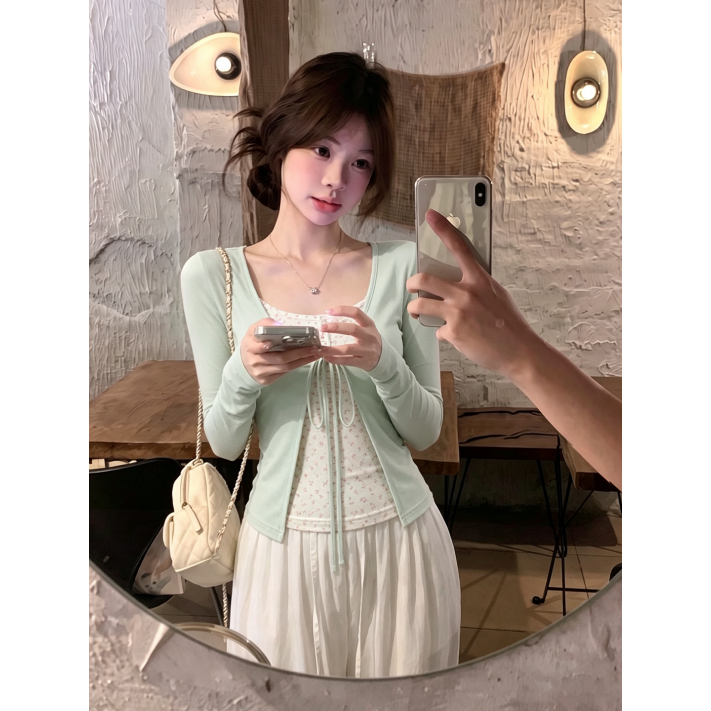 【宋正恩】绑带假两件长袖t恤女图片