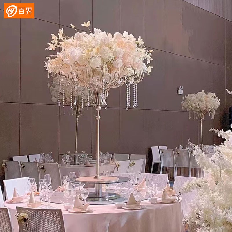 百界新款婚庆道具宴会铁艺桌花花器架子婚礼堂路引现场布置装饰