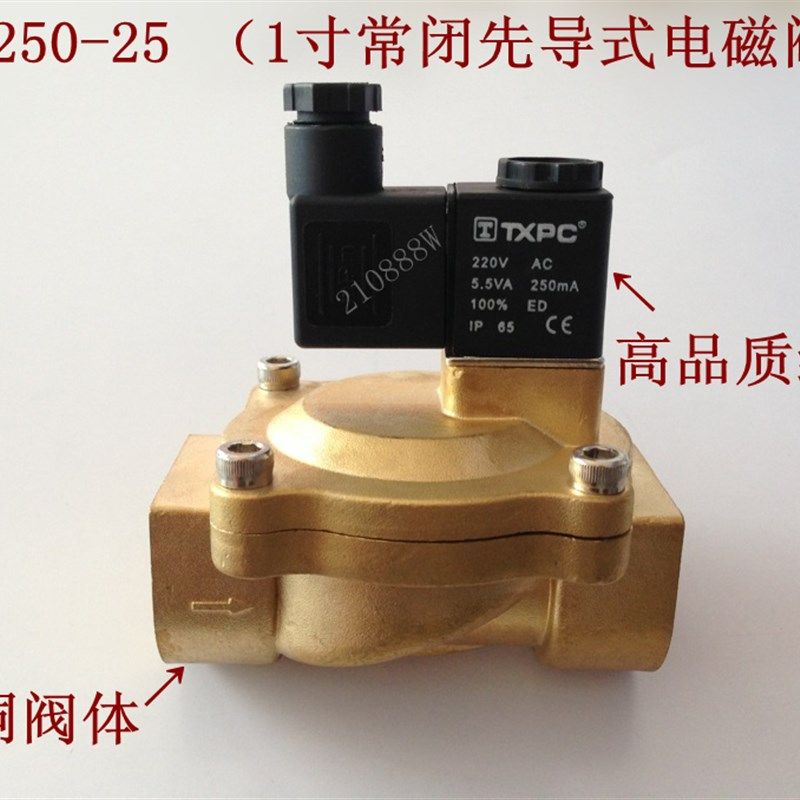1寸电磁阀 2V250-25 AC220V 二位二通先导式电磁阀水阀 气阀
