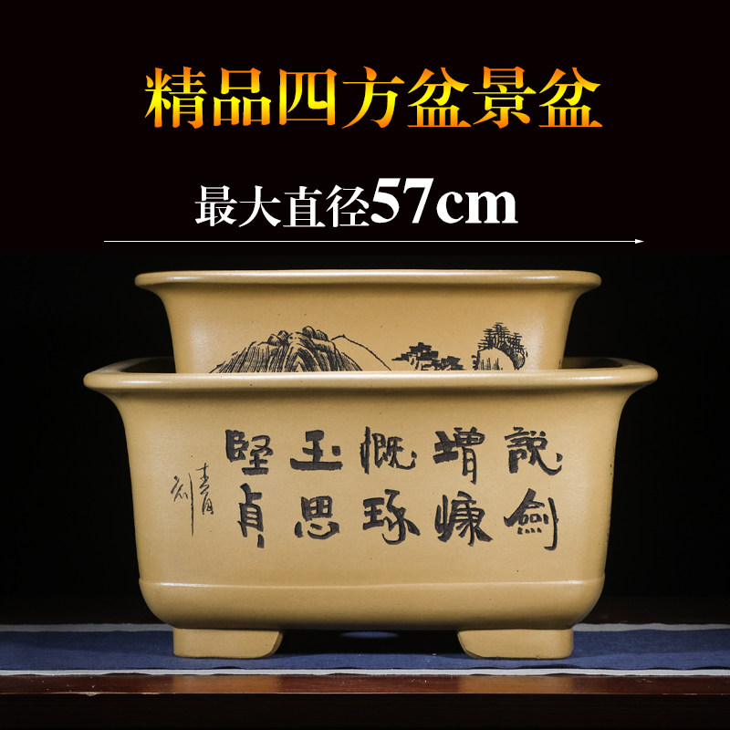 四方紫砂花盆特大号室内盆栽客厅盆景花盆阳台种树正方形陶瓷花盆