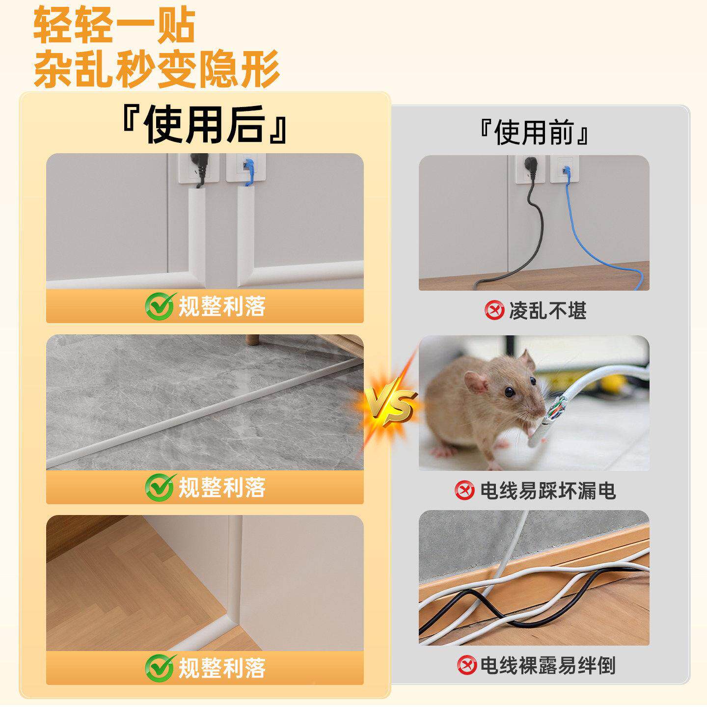 PC线地面墙面明槽隐形理线遮丑V电线收纳线电线固定神器#新型压网