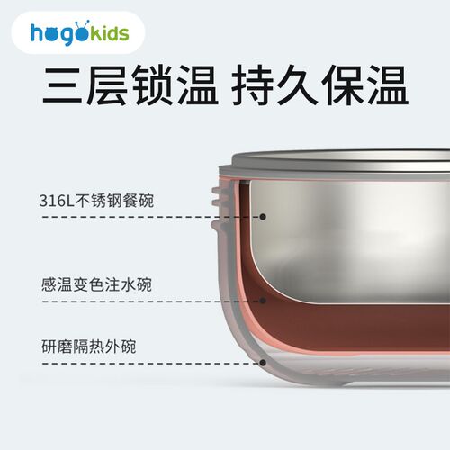 禾果宝宝注水保温碗婴幼儿专用辅食碗儿童吃饭恒温316不锈钢餐具