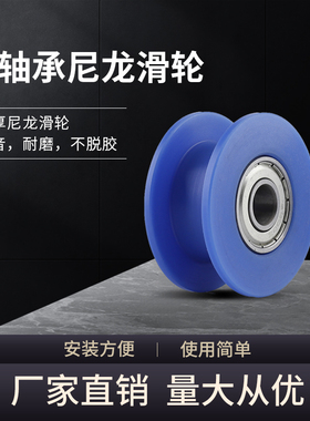 尼龙轴承滑轮v型过线轮u型窗帘轨道滑轮推拉门移门导轨尼龙凹槽轮