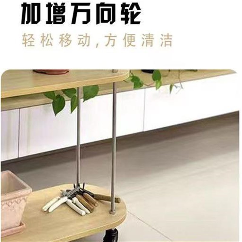 新款花架置物架阳台可移动客厅落地式实木多层架子带轮植物花盆架