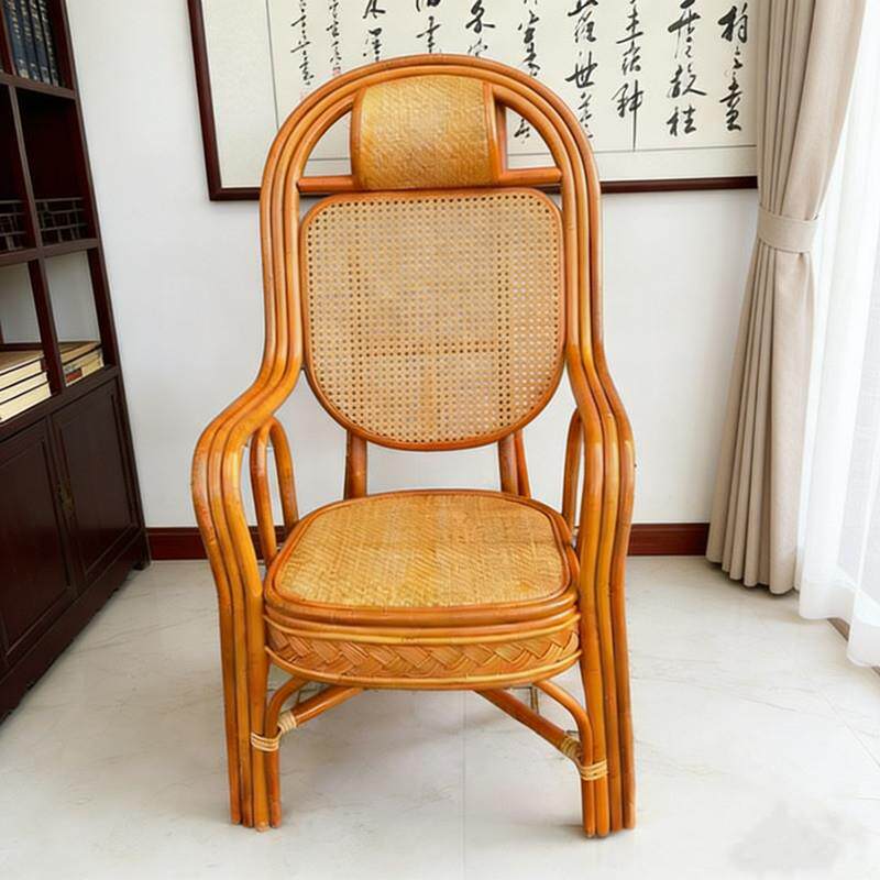 真藤椅天然藤编织阳台单人滕椅休闲家用客厅老人高靠背椅子办公椅