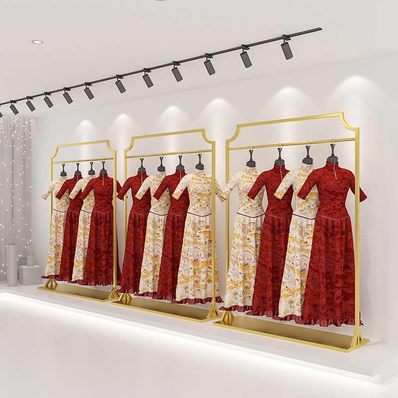 中式婚纱架子秀禾挂衣架影楼工作室落地式旗袍礼服展示架拖尾货架