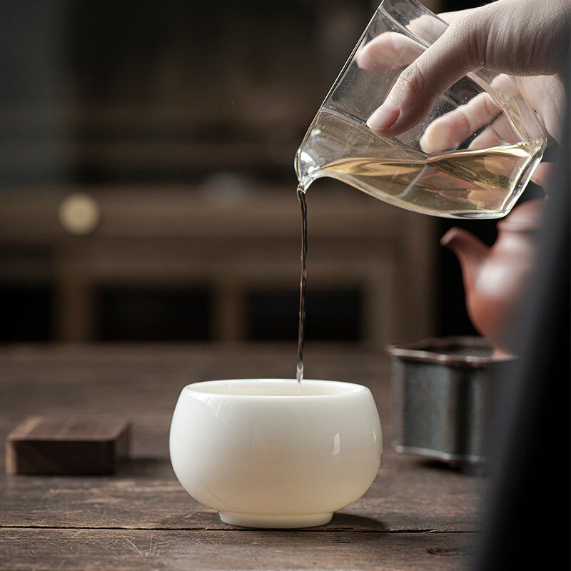 德化陶瓷茶杯白瓷主人杯冰种玉瓷盖碗茶具品茗高档家用礼品罗汉杯