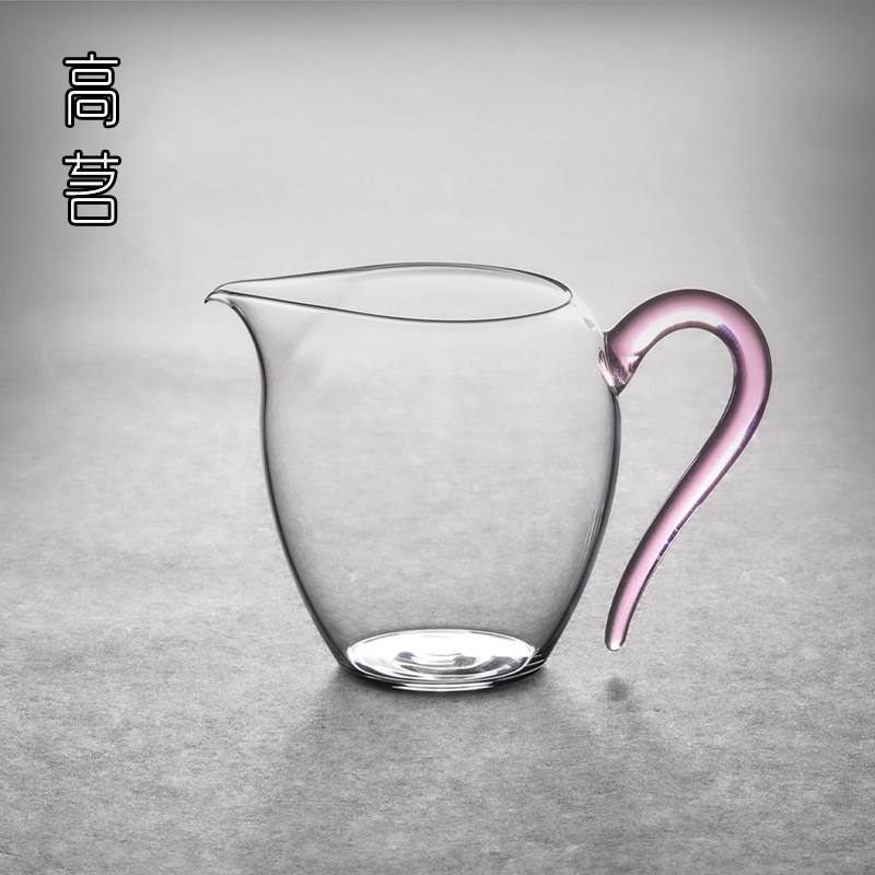 日式玻璃公道杯茶滤套装带手柄茶具配件高档分茶器耐热长嘴公杯