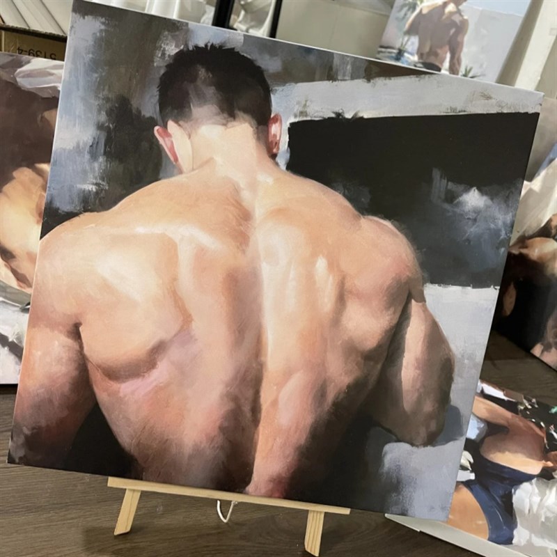 宽背肌肉男高清装饰画卧室挂画喷绘油画房间室内挂墙靠墙型男