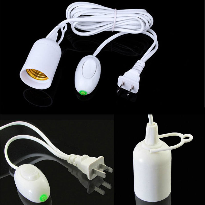 加长灯座线E14e27家装螺口带开关LED盐灯悬吊卡簧台灯座专用插头