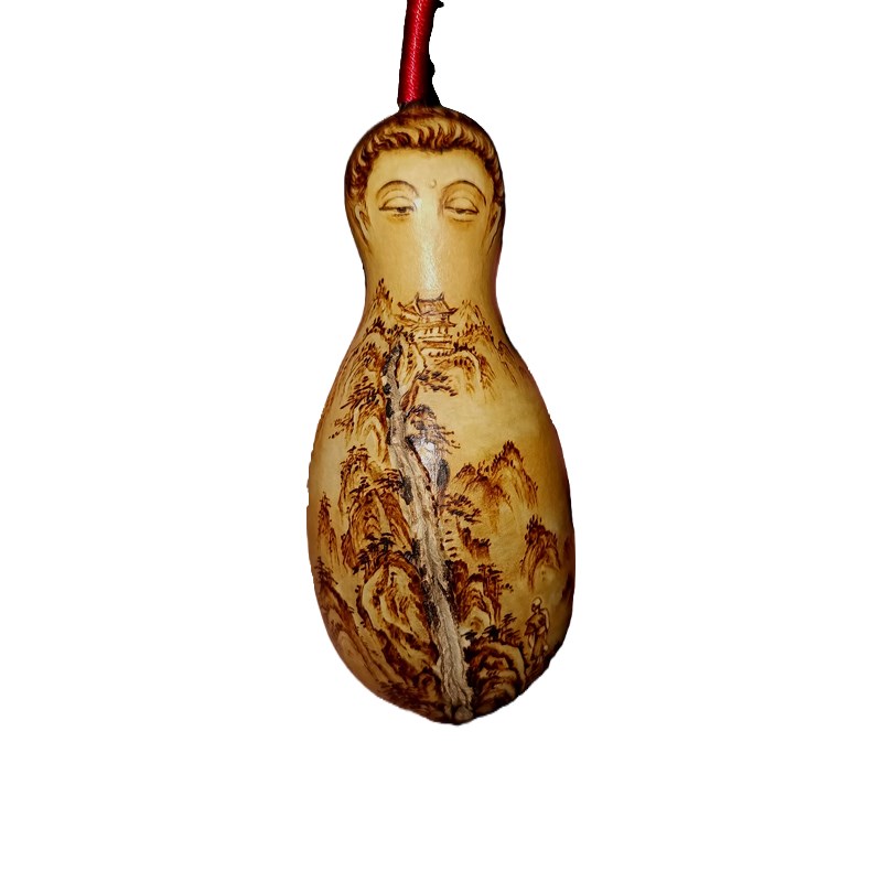 坐忘堂 天然开裂葫芦手工 非遗烙画转印 挂件手把件文玩摆件包邮