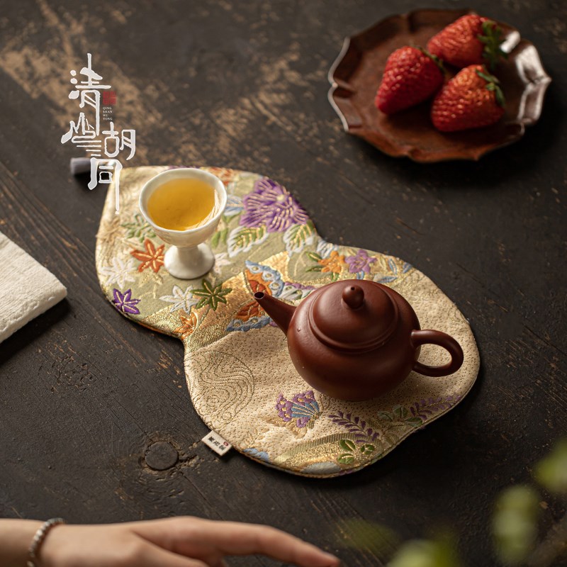 西阵织葫芦双面茶席新中式禅意茶桌布隔热垫壶承桌布功夫茶具配件