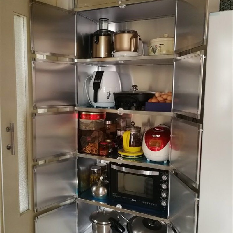 致力加厚不锈钢储物柜碗柜餐边柜阳台柜厨房柜门厅柜微波炉柜包邮