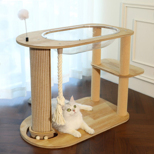 猫爬架家用实木架子猫窝一体通天太空舱猫树猫咪观景台剑麻猫爬柱